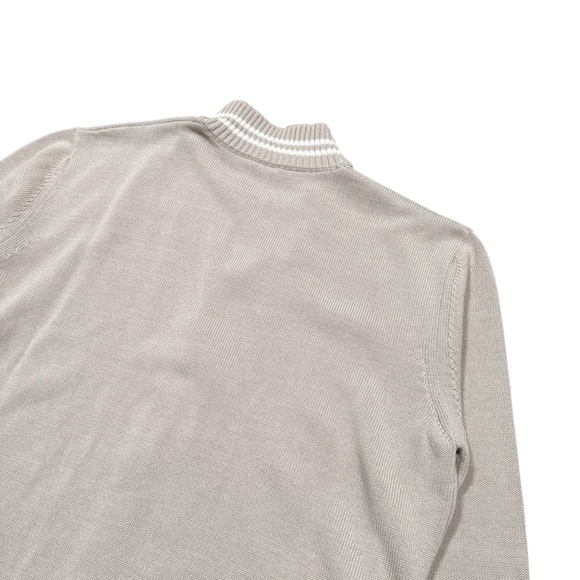 Eleventy Platinum Cotton Striped Tan Stand Collar Cardigan Sweater Mens 2XL - Picture 4 of 10